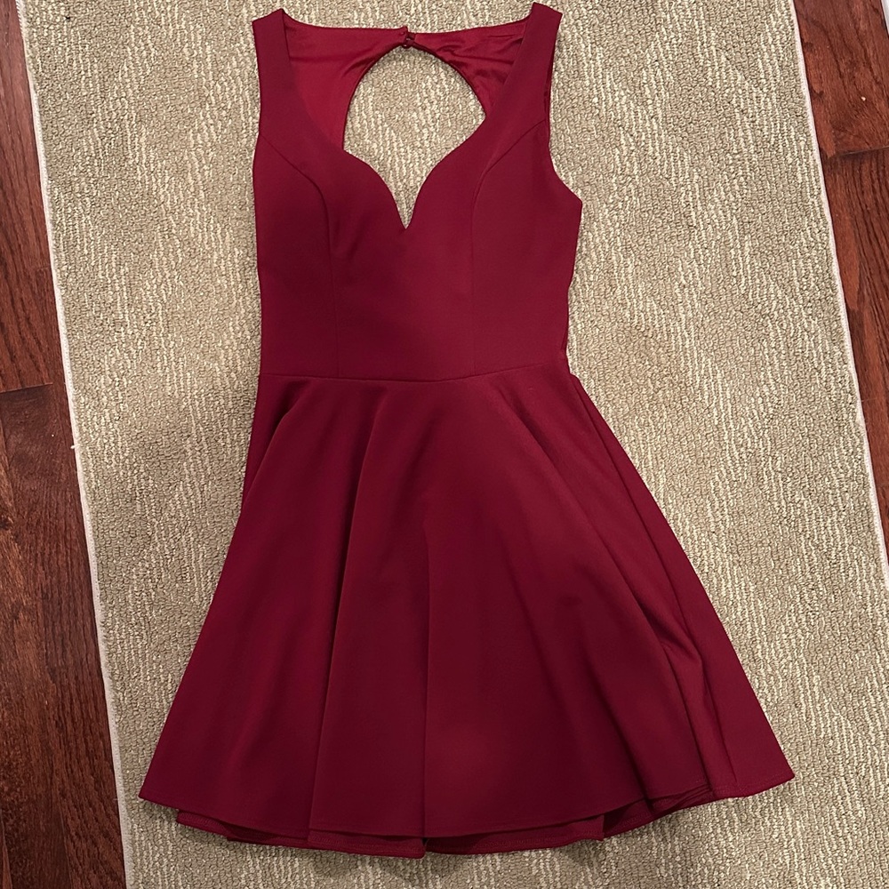 B Darlin Deep Red Keyhole Mini Dress